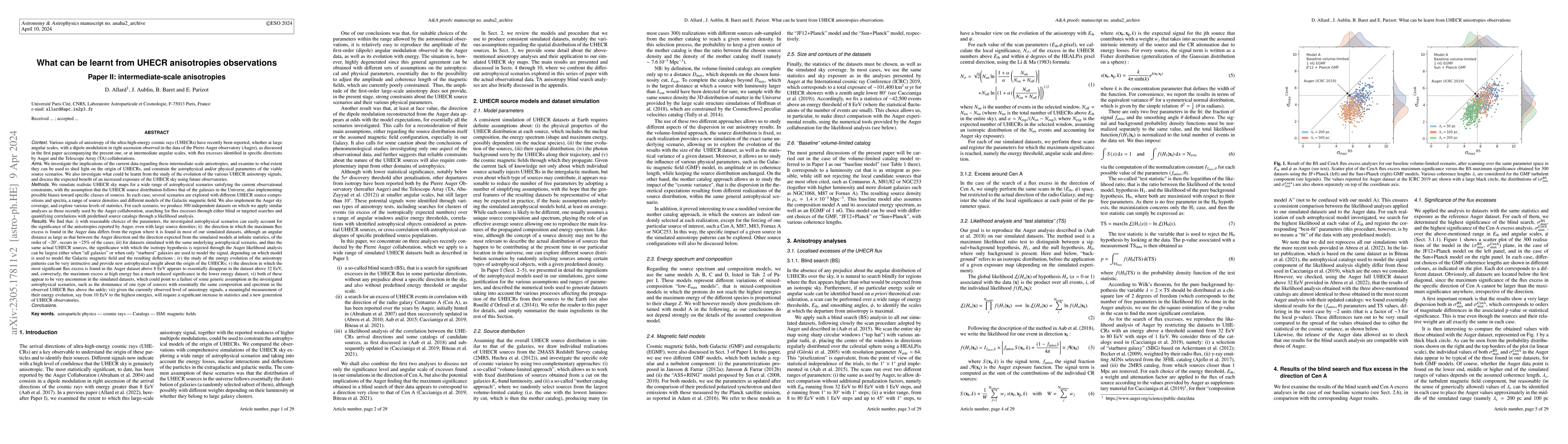 Thumbnail for What can be learnt from UHECR anisotropies observations Paper II:
  intermediate-scale anisotropies