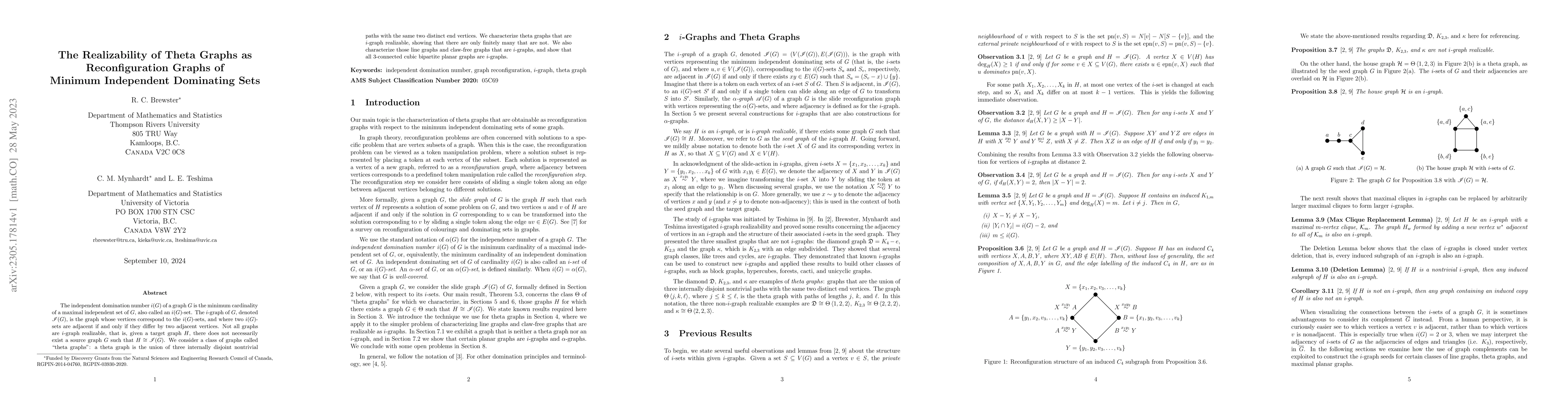 Thumbnail for The Realizability of Theta Graphs as Reconfiguration Graphs of Minimum
  Independent Dominating Sets