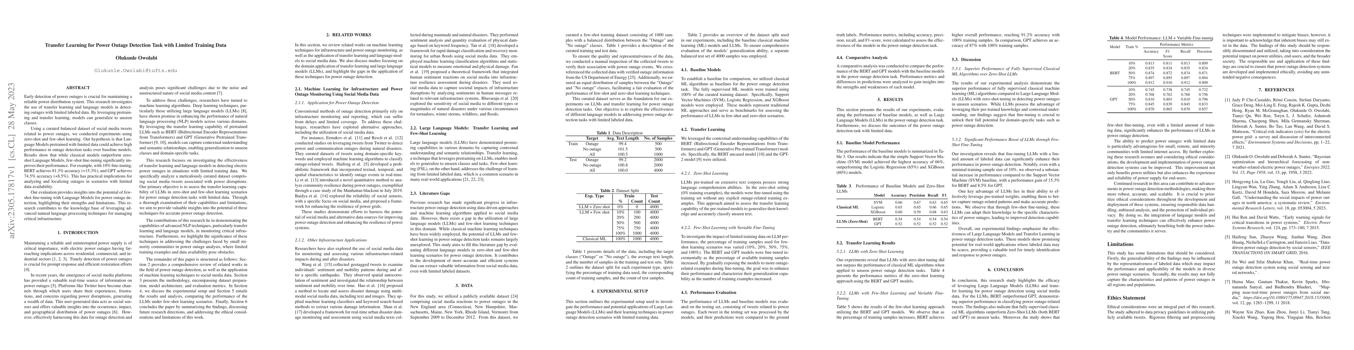 Thumbnail for Transfer Learning for Power Outage Detection Task with Limited Training
  Data