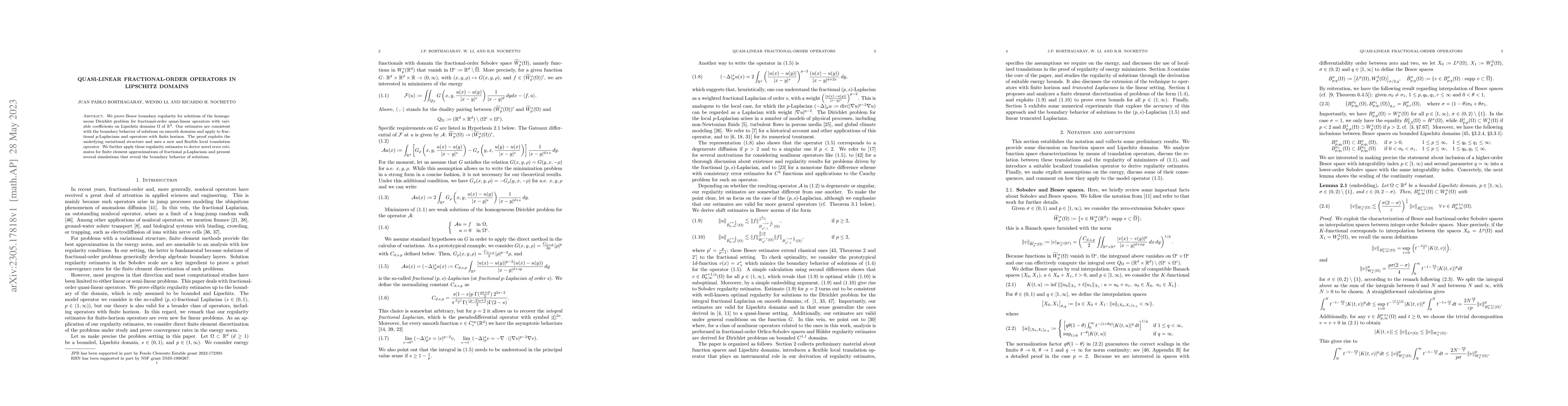 Thumbnail for Quasi-linear fractional-order operators in Lipschitz domains