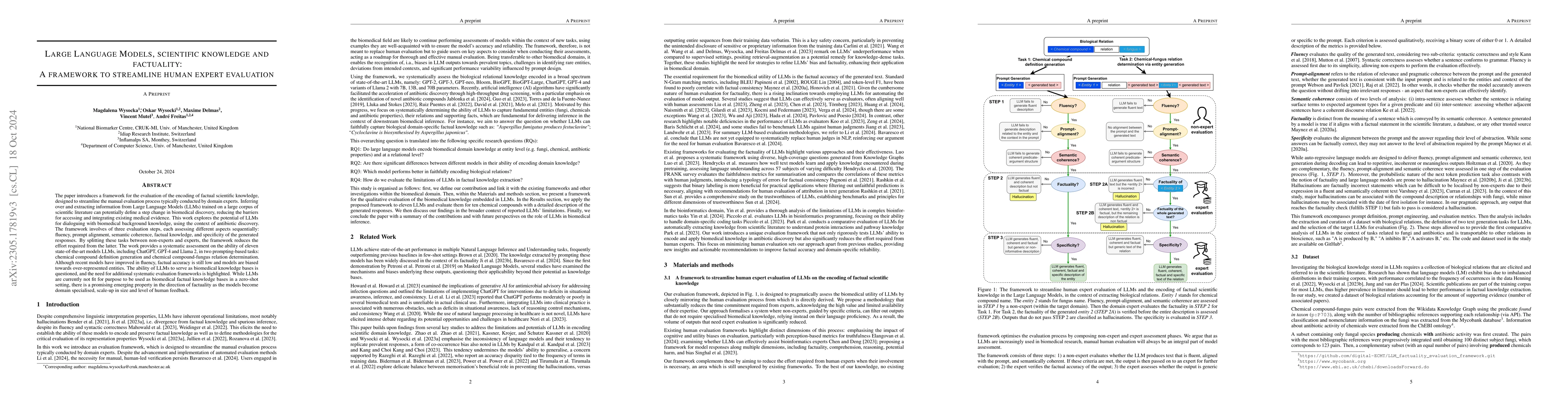 Thumbnail for Large Language Models, scientific knowledge and factuality: A systematic
  analysis in antibiotic discovery