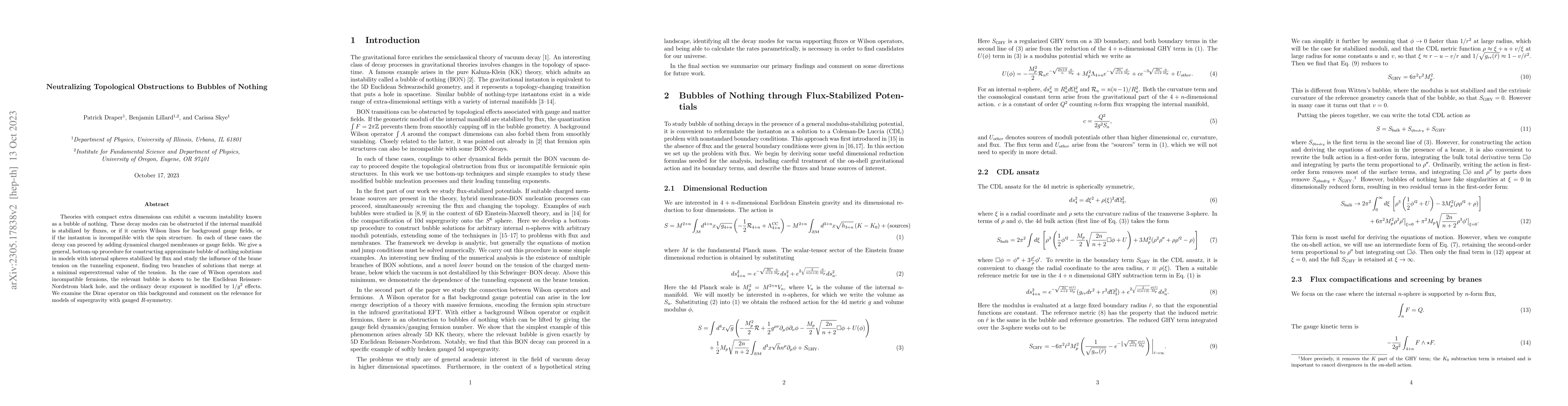 Thumbnail for Neutralizing Topological Obstructions to Bubbles of Nothing