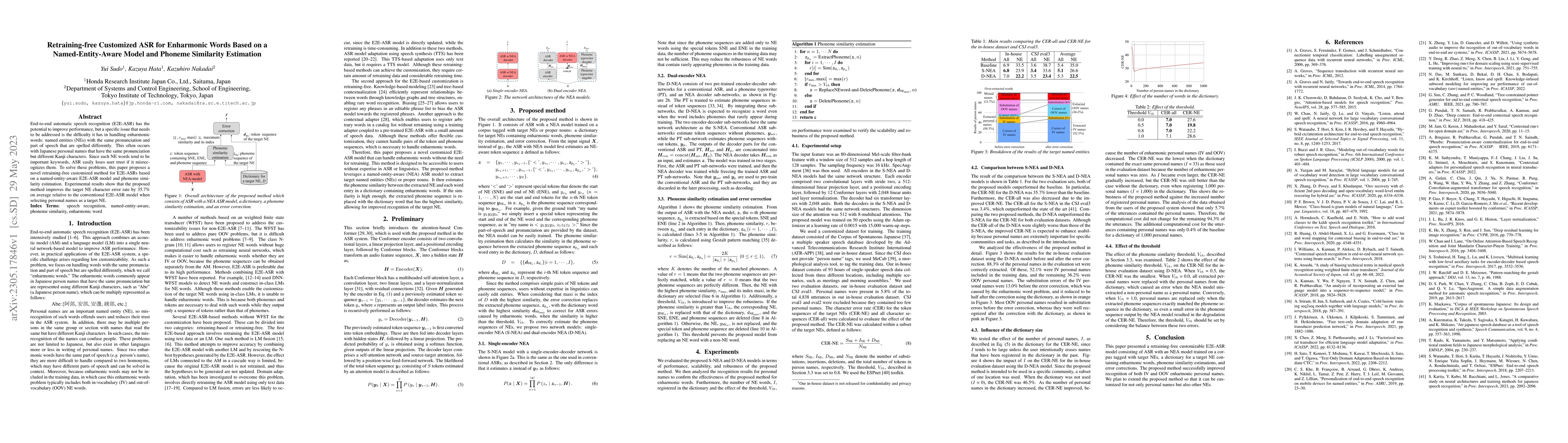Thumbnail for Retraining-free Customized ASR for Enharmonic Words Based on a
  Named-Entity-Aware Model and Phoneme Similarity Estimation