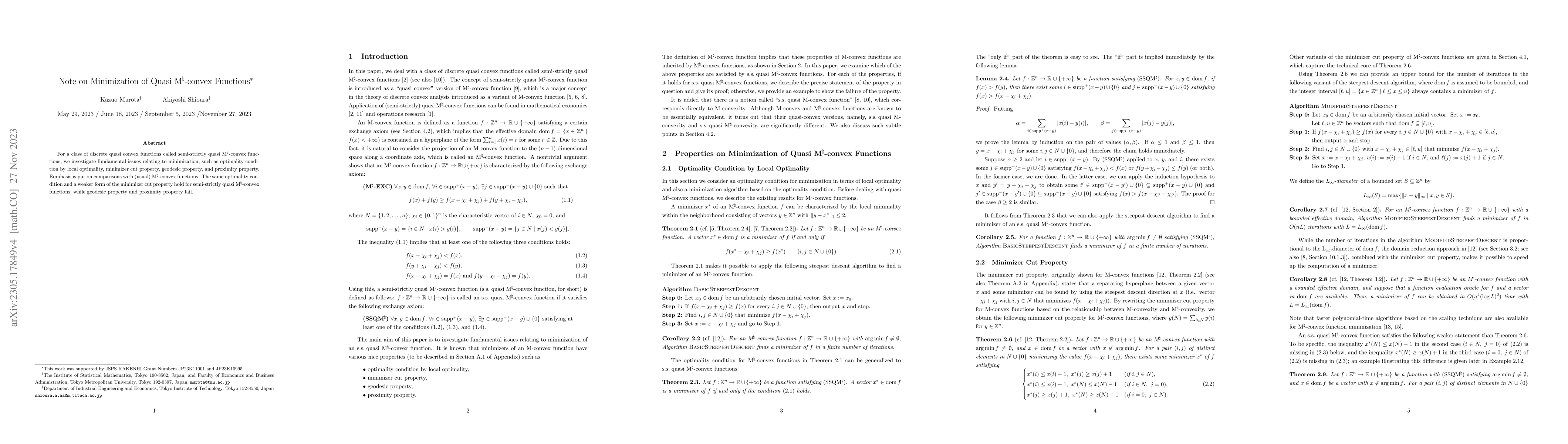 Thumbnail for Note on Minimization of Quasi M$^\natural$-convex Functions