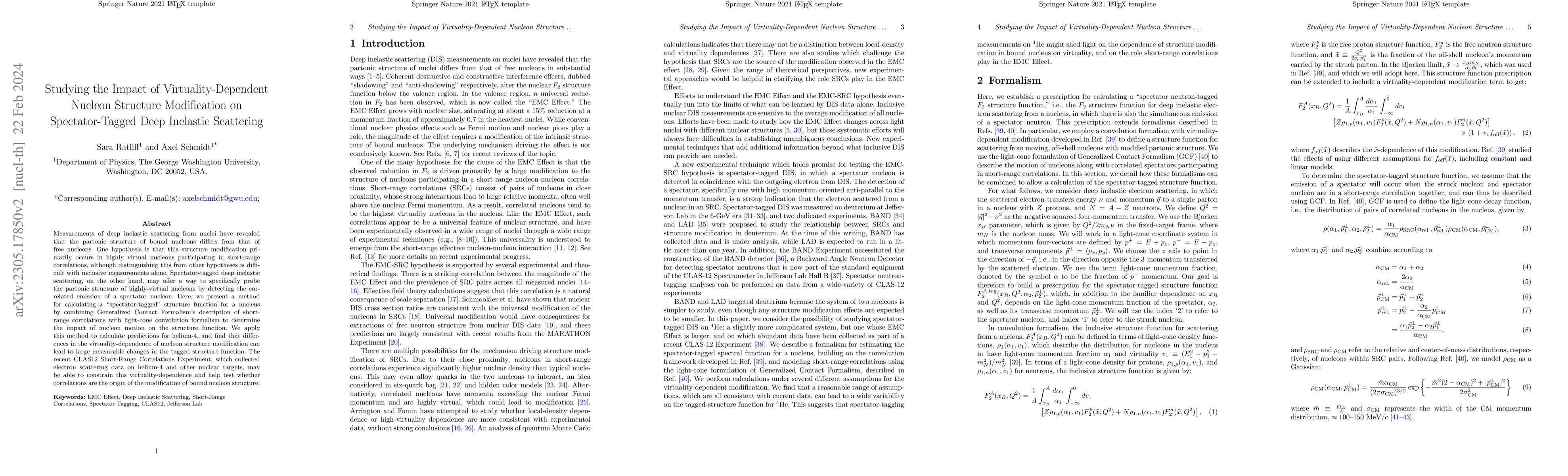 Thumbnail for Studying the Impact of Virtuality-Dependent Nucleon Structure
  Modification on Spectator-Tagged Deep Inelastic Scattering