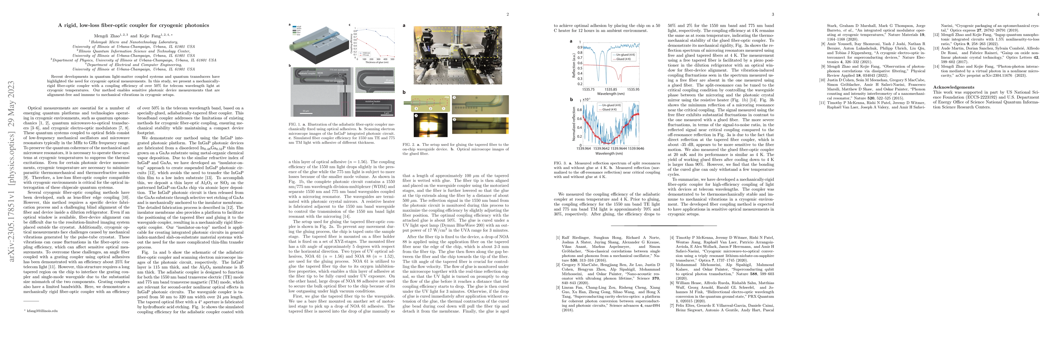 Thumbnail for A rigid, low-loss fiber-optic coupler for cryogenic photonics