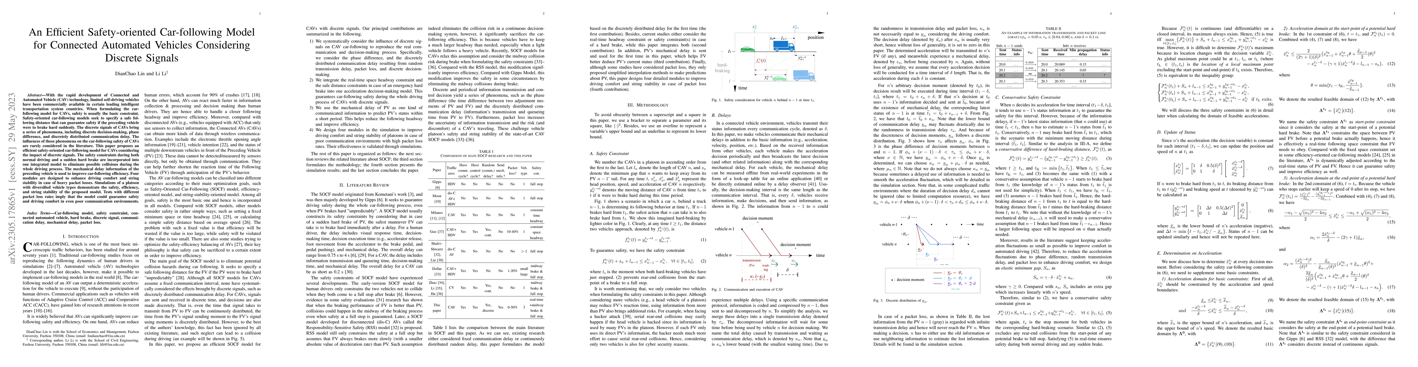Thumbnail for An Efficient Safety-oriented Car-following Model for Connected Automated
  Vehicles Considering Discrete Signals