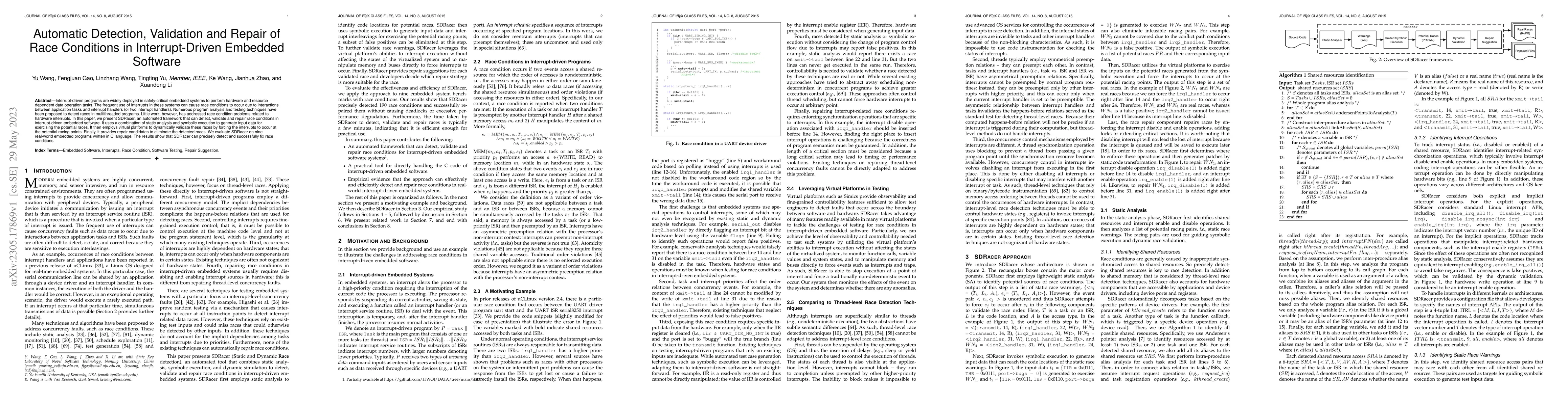 Thumbnail for Automatic Detection, Validation and Repair of Race Conditions in
  Interrupt-Driven Embedded Software