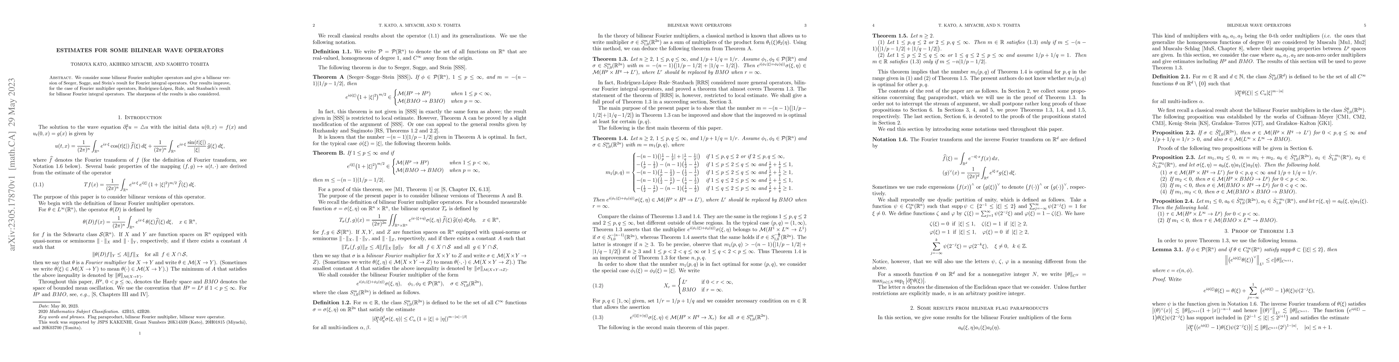 Thumbnail for Estimates for some bilinear wave operators