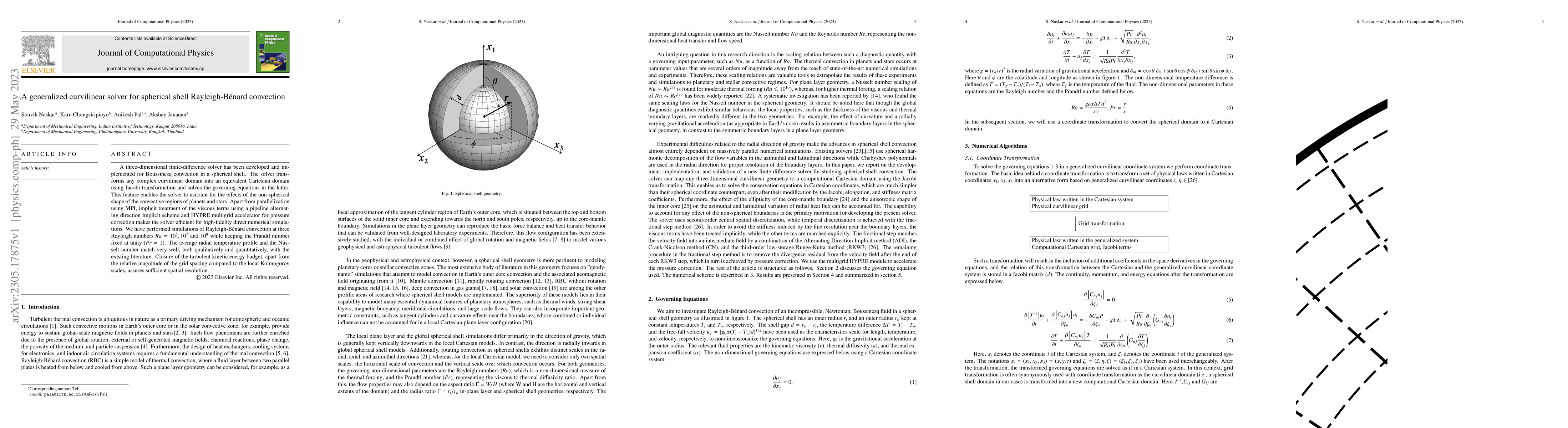 Thumbnail for A generalized curvilinear solver for spherical shell Rayleigh-B\'enard
  convection