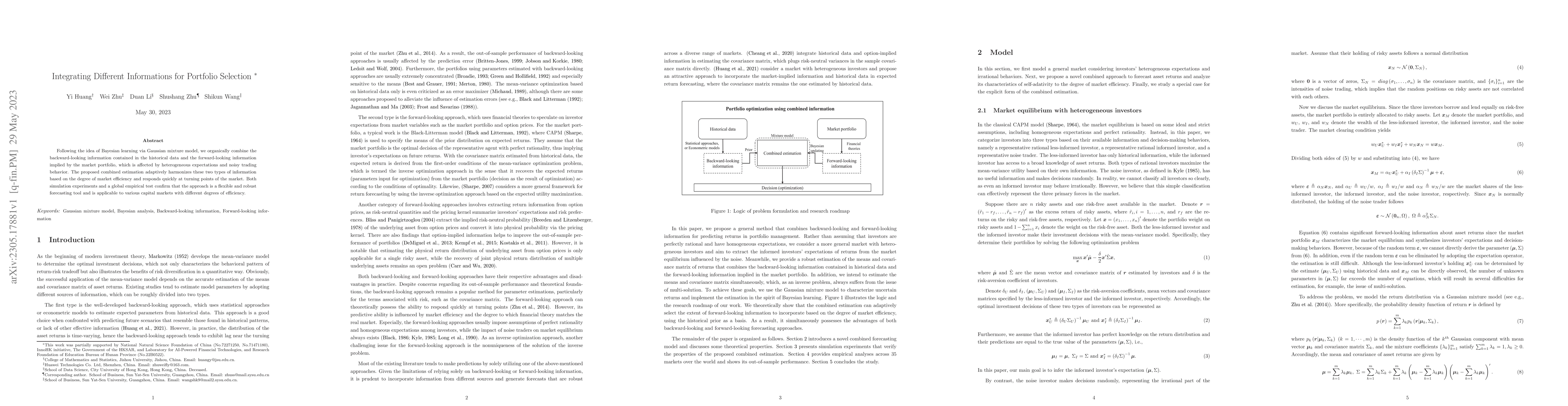 Thumbnail for Integrating Different Informations for Portfolio Selection