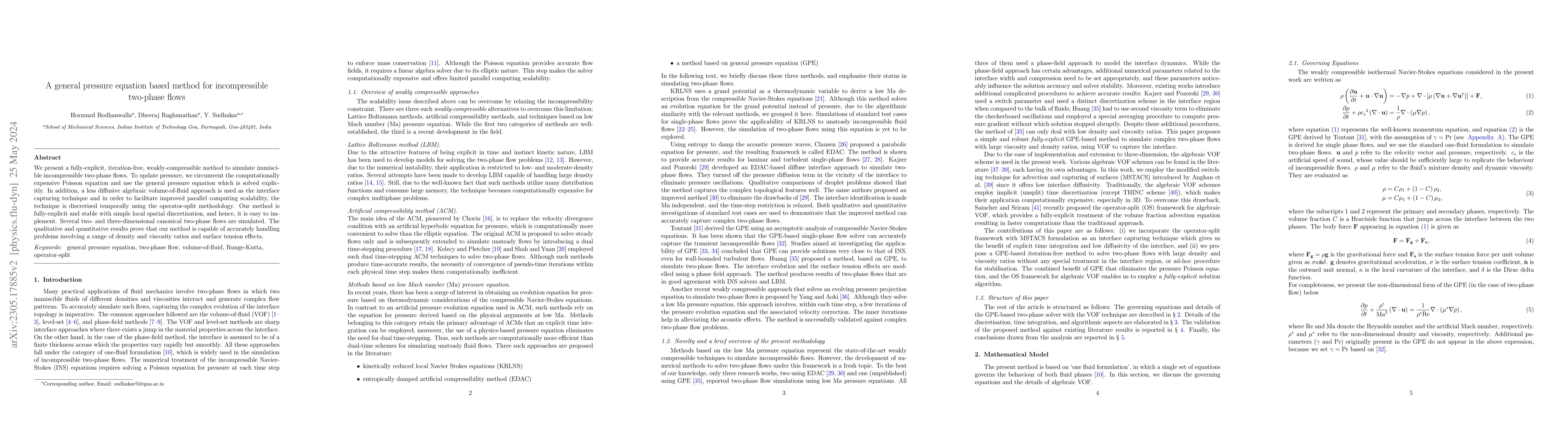 Thumbnail for A general pressure equation based method for incompressible two-phase
  flows