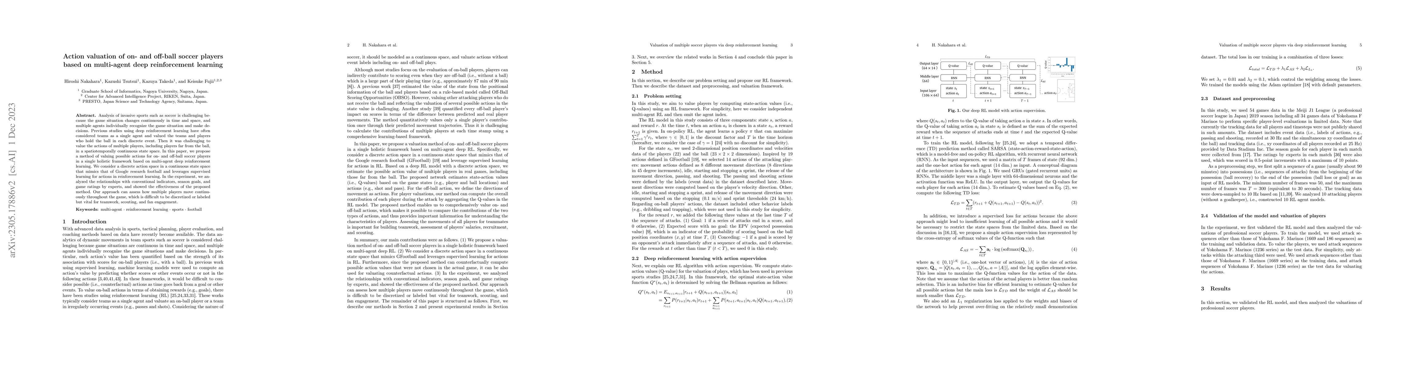Thumbnail for Action valuation of on- and off-ball soccer players based on multi-agent
  deep reinforcement learning
