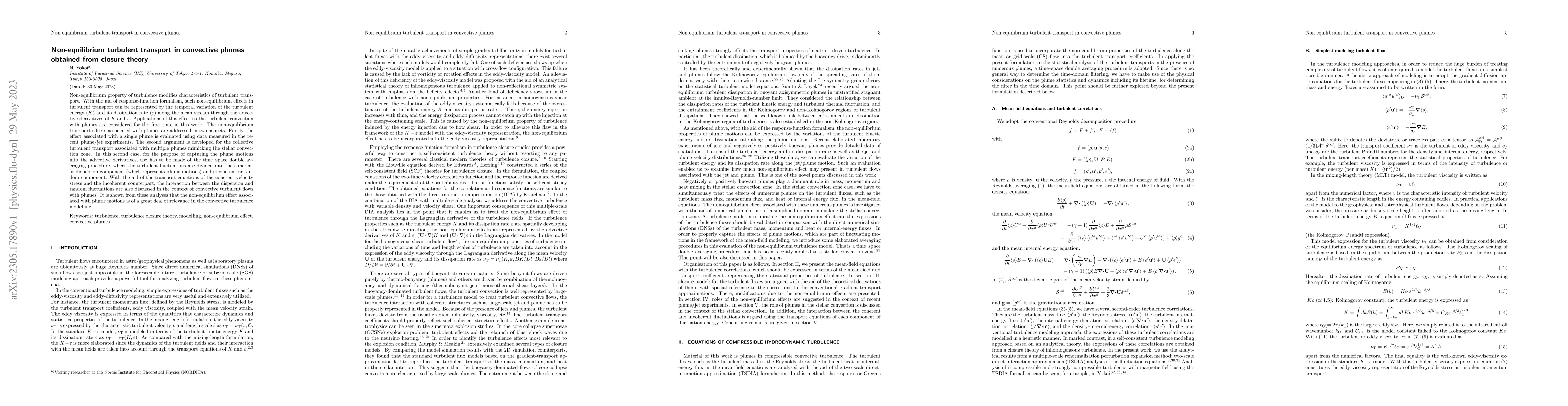 Thumbnail for Non-equilibrium turbulent transport in convective plumes obtained from
  closure theory