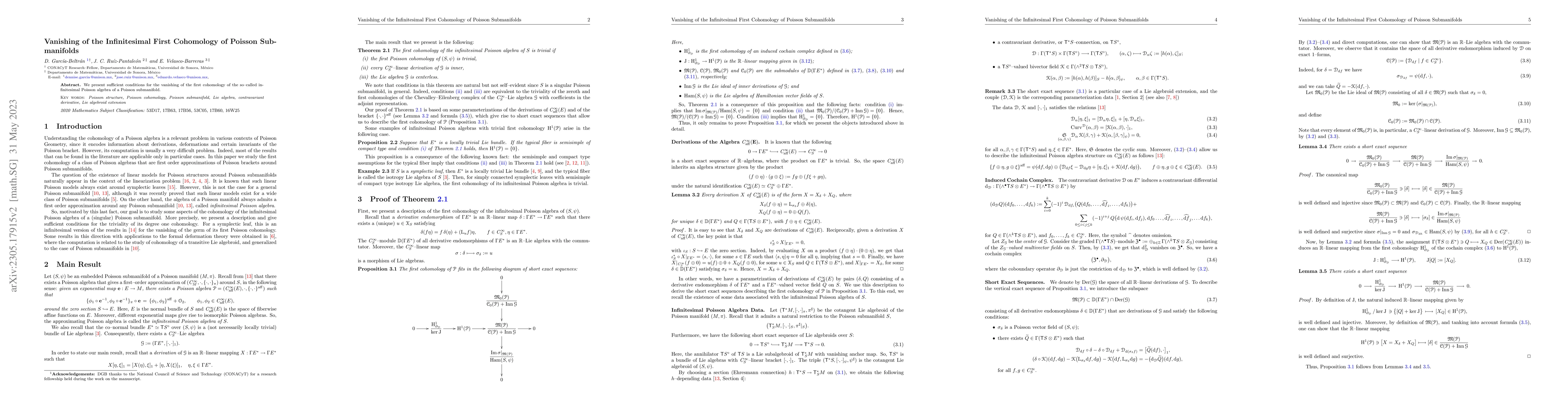 Thumbnail for Vanishing of the Infinitesimal First Cohomology of Poisson Submanifolds