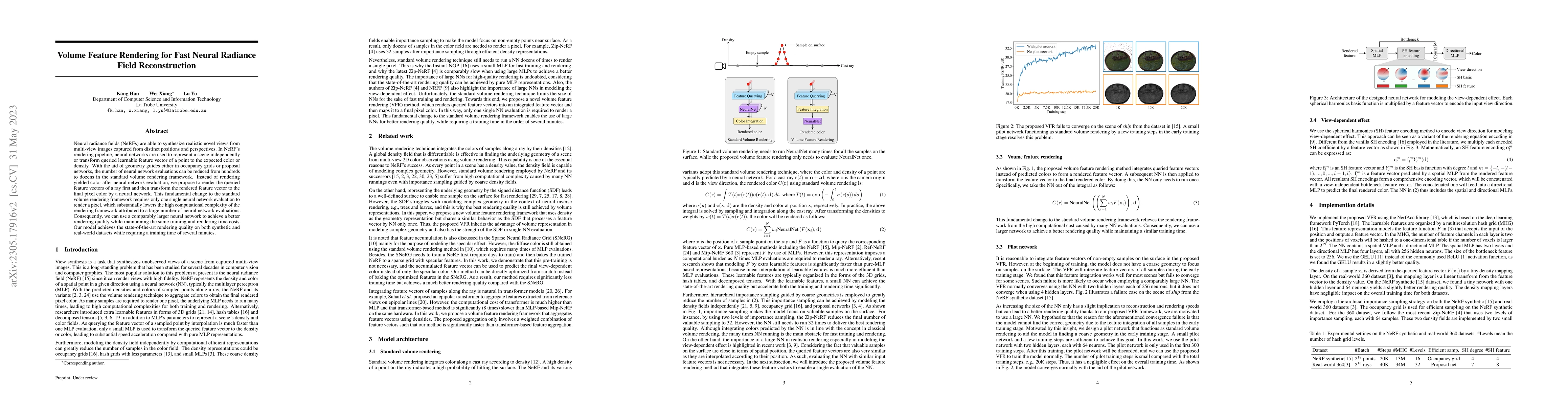 Thumbnail for Volume Feature Rendering for Fast Neural Radiance Field Reconstruction