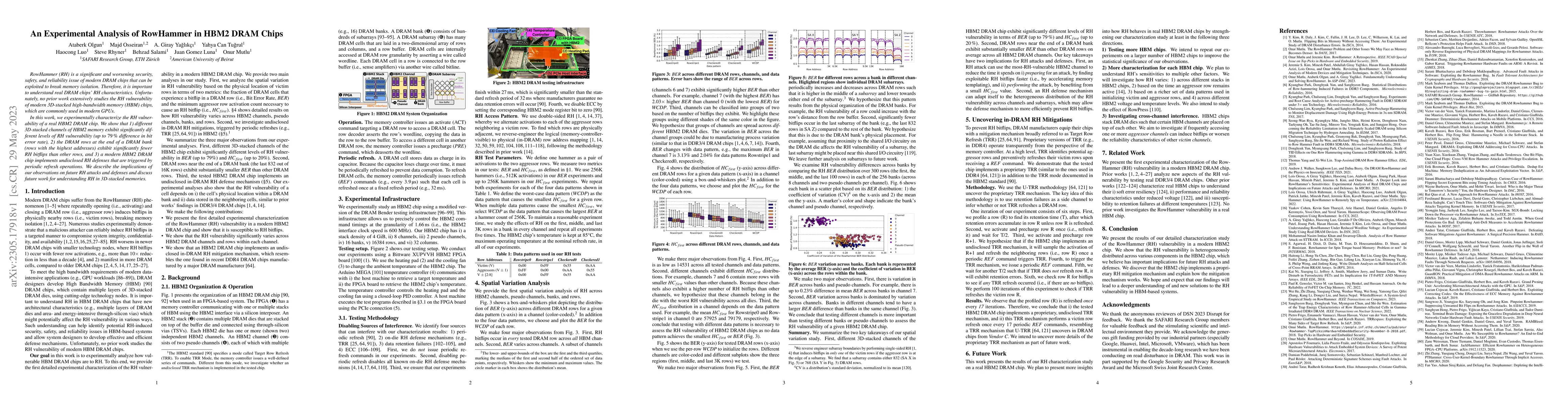 Thumbnail for An Experimental Analysis of RowHammer in HBM2 DRAM Chips