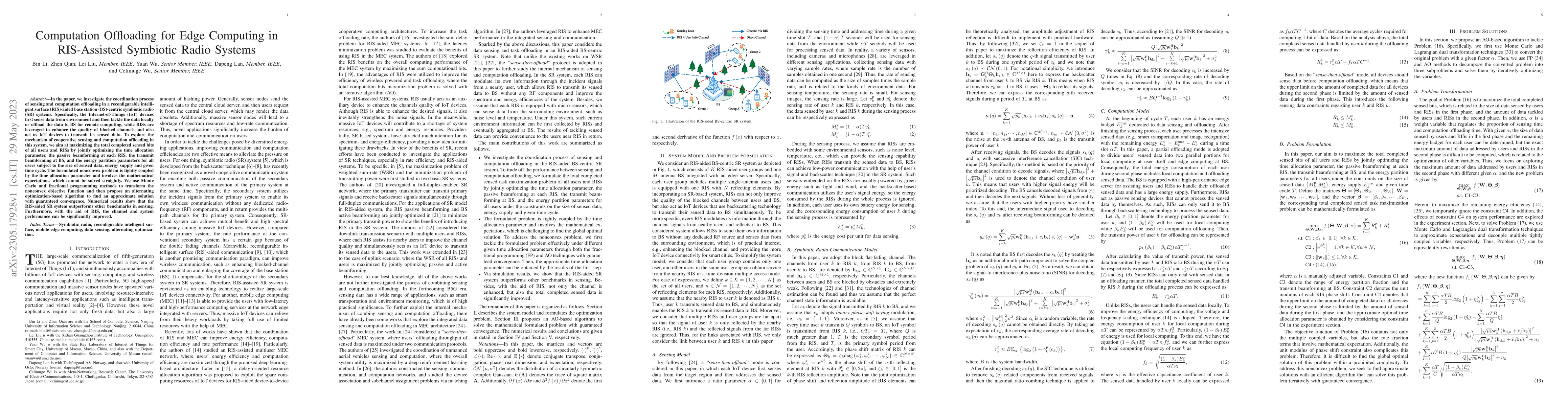 Thumbnail for Computation Offloading for Edge Computing in RIS-Assisted Symbiotic
  Radio Systems