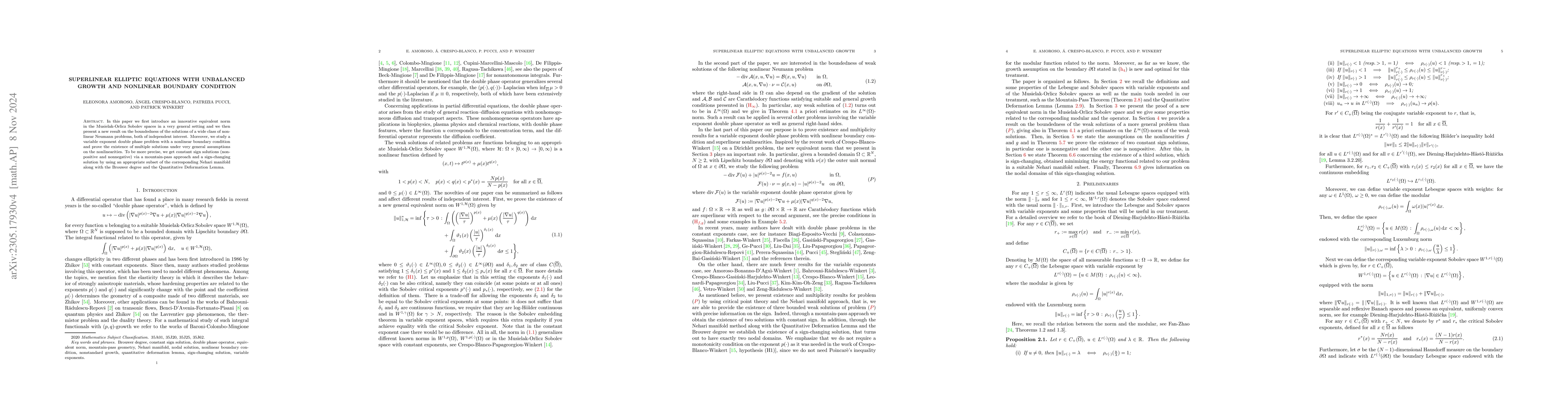 Thumbnail for Superlinear elliptic equations with unbalanced growth and nonlinear
  boundary condition