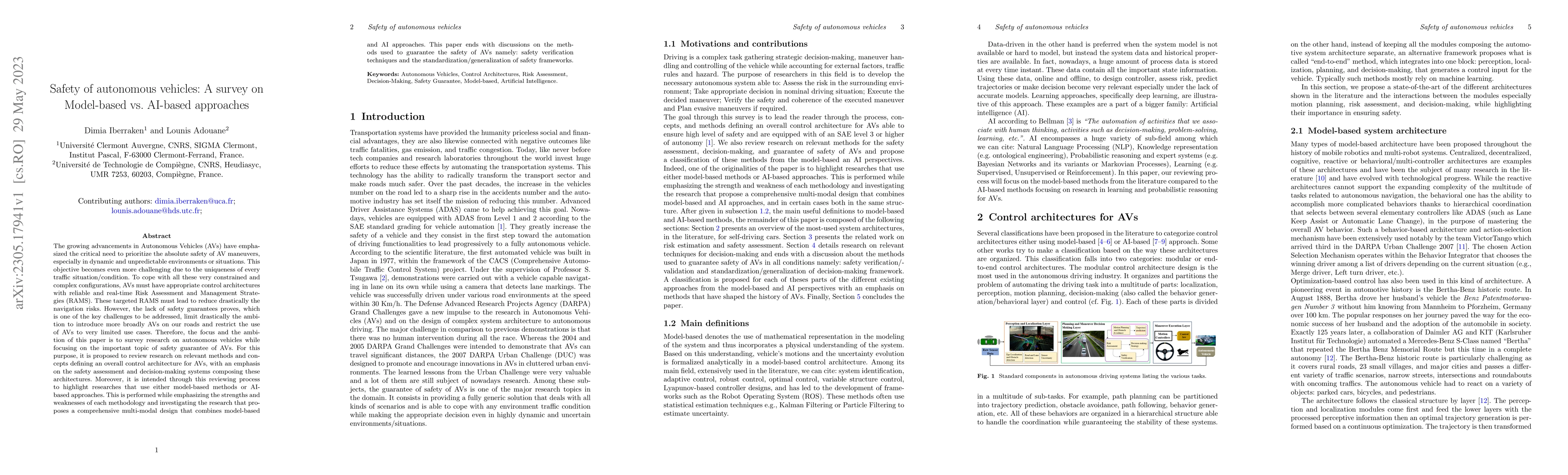 Thumbnail for Safety of autonomous vehicles: A survey on Model-based vs. AI-based
  approaches