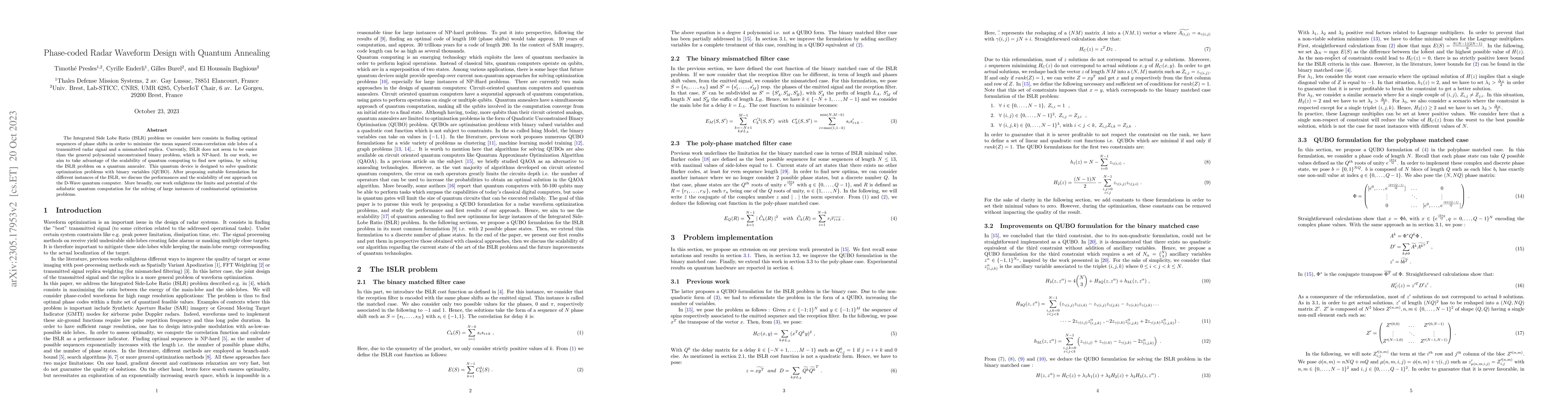 Thumbnail for Phase-coded Radar Waveform Design with Quantum Annealing