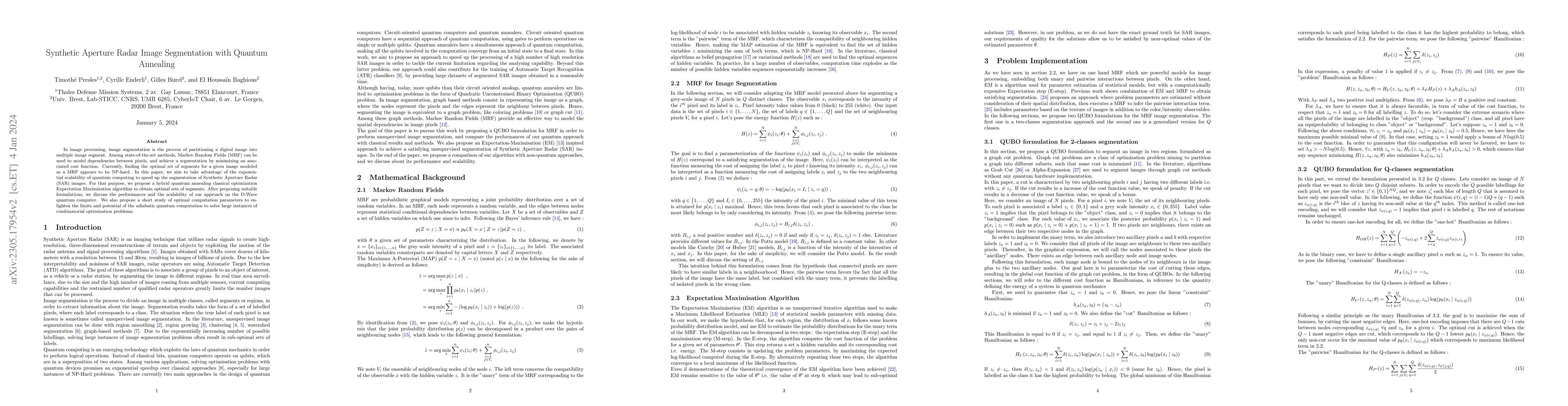Thumbnail for Synthetic Aperture Radar Image Segmentation with Quantum Annealing