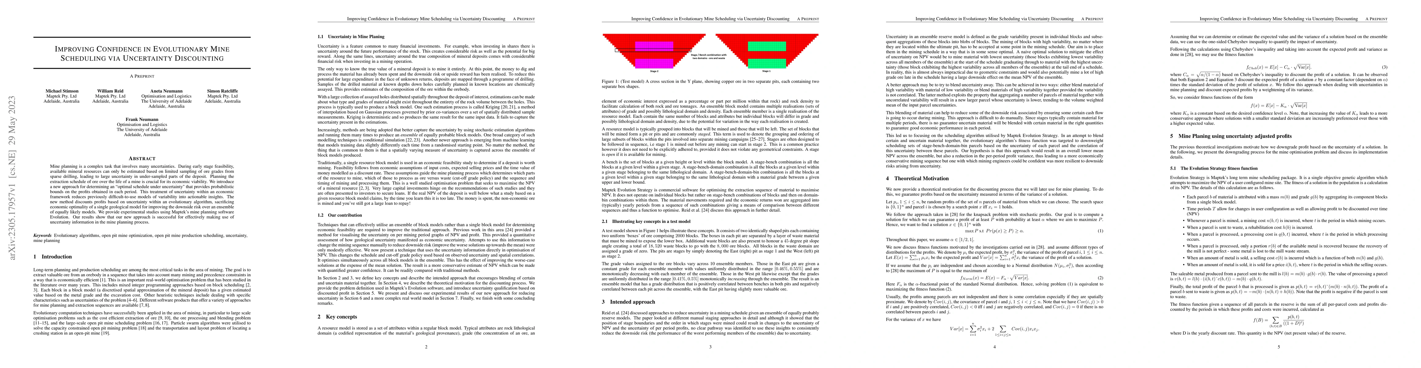 Thumbnail for Improving Confidence in Evolutionary Mine Scheduling via Uncertainty
  Discounting