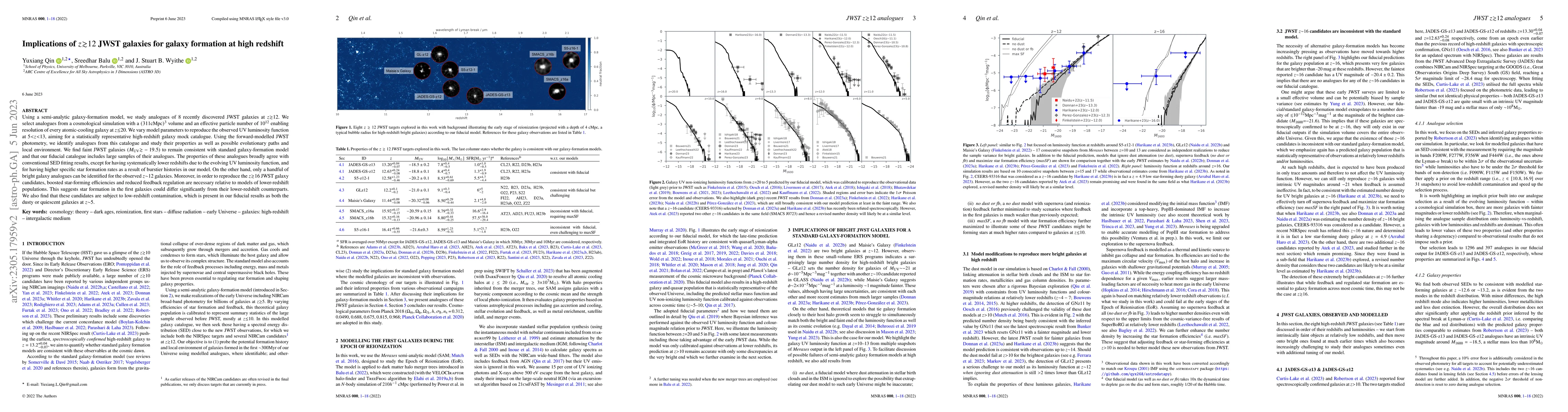 Thumbnail for Implications of $z>{\sim}12$ JWST galaxies for galaxy formation at high
  redshift