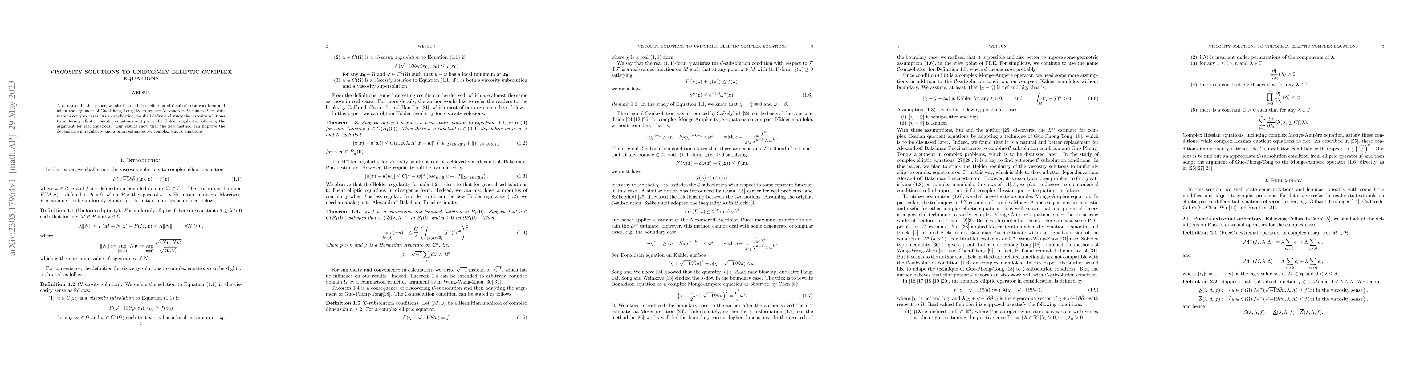 Thumbnail for Viscosity solutions to uniformly elliptic complex equations