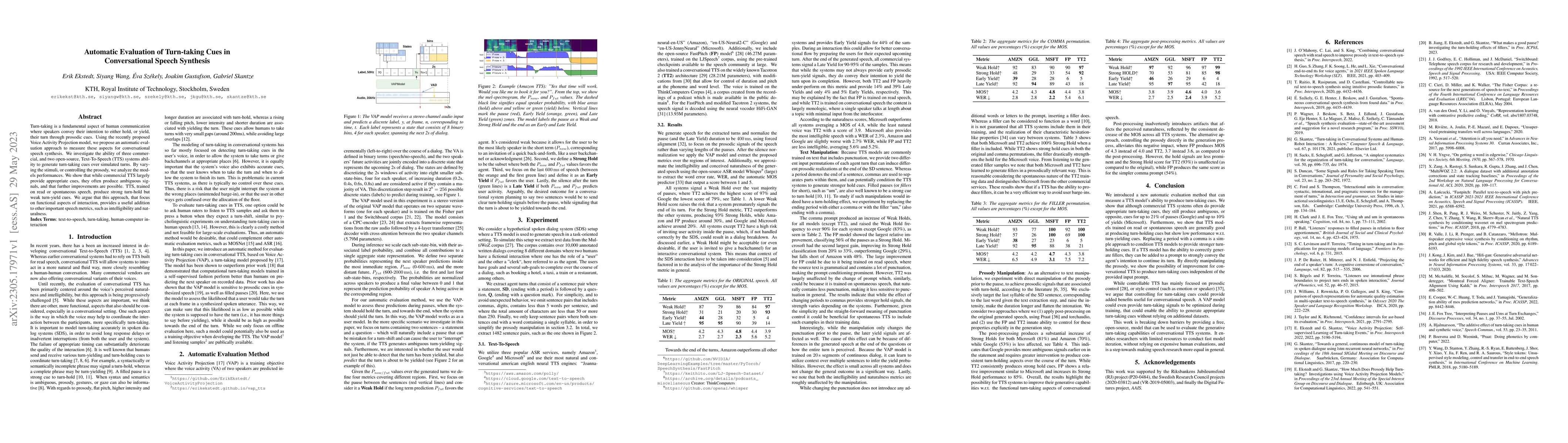 Thumbnail for Automatic Evaluation of Turn-taking Cues in Conversational Speech
  Synthesis