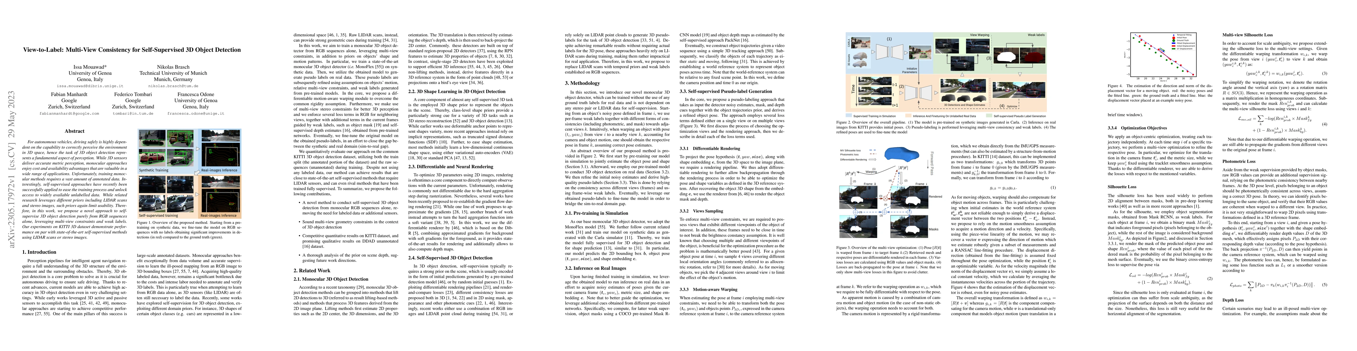Thumbnail for View-to-Label: Multi-View Consistency for Self-Supervised 3D Object
  Detection