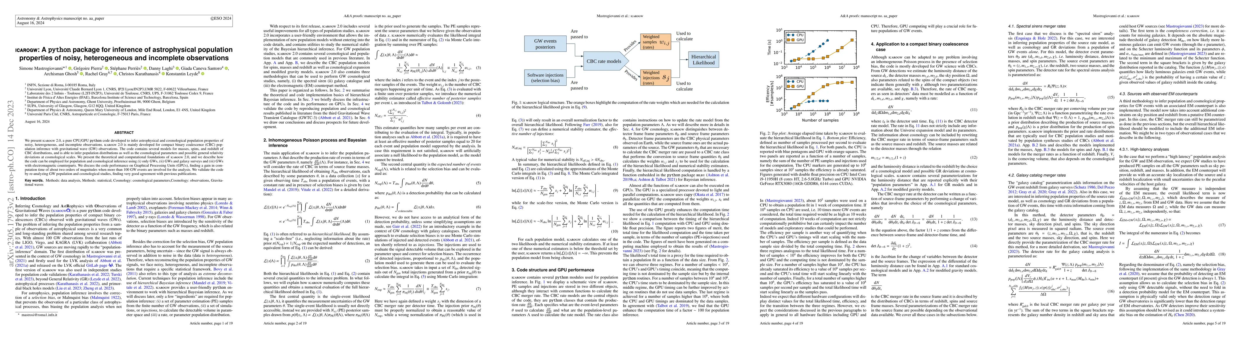 Thumbnail for ICAROGW: A python package for inference of astrophysical population
  properties of noisy, heterogeneous and incomplete observations