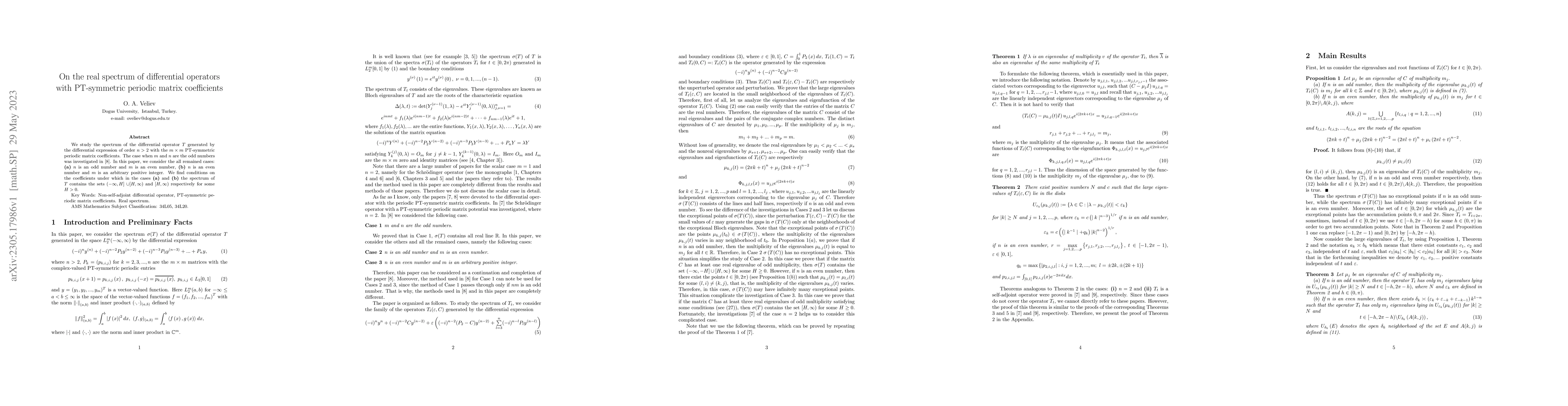 Thumbnail for On the real spectrum of differential operators with PT-symmetric
  periodic matrix coefficients