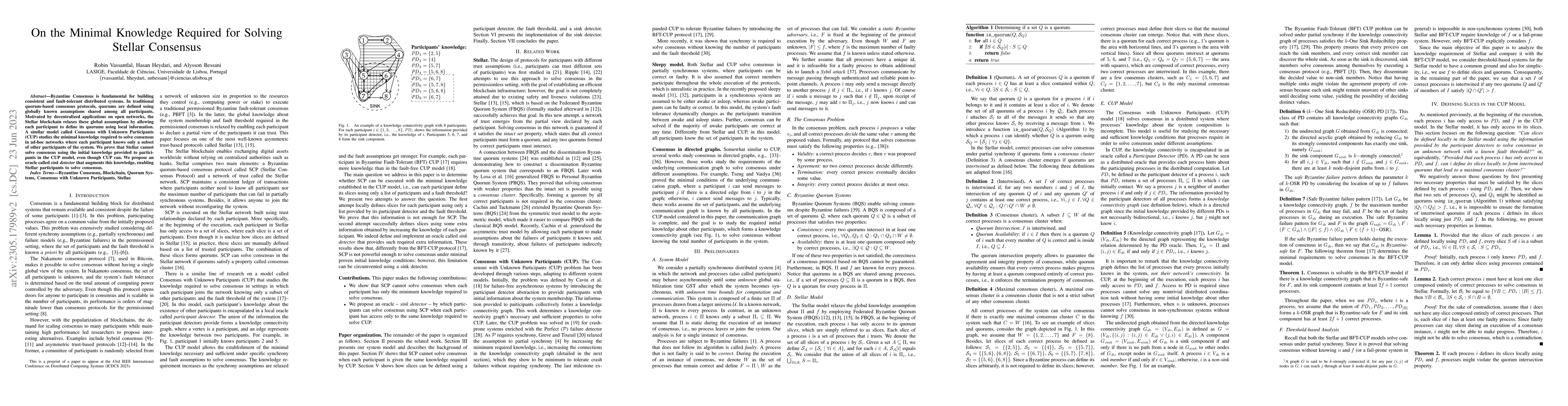 Thumbnail for On the Minimal Knowledge Required for Solving Stellar Consensus