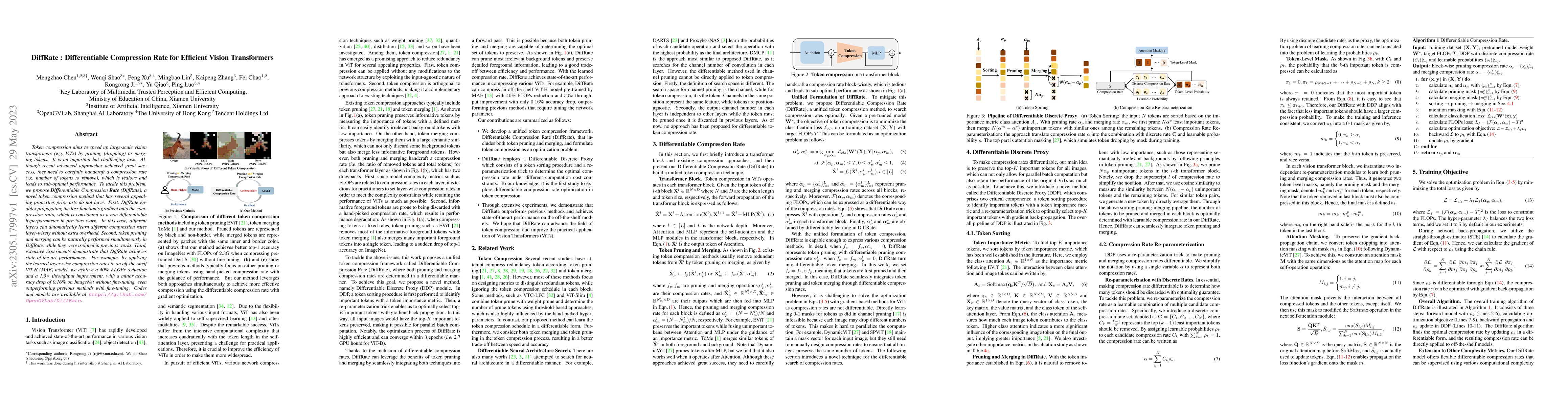 Thumbnail for DiffRate : Differentiable Compression Rate for Efficient Vision
  Transformers