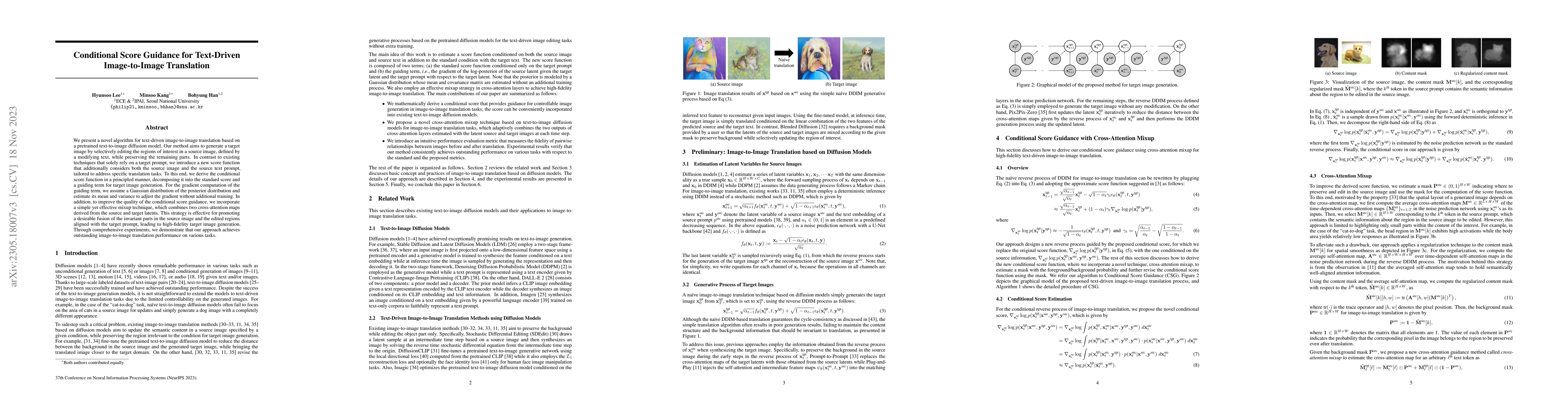 Thumbnail for Conditional Score Guidance for Text-Driven Image-to-Image Translation
