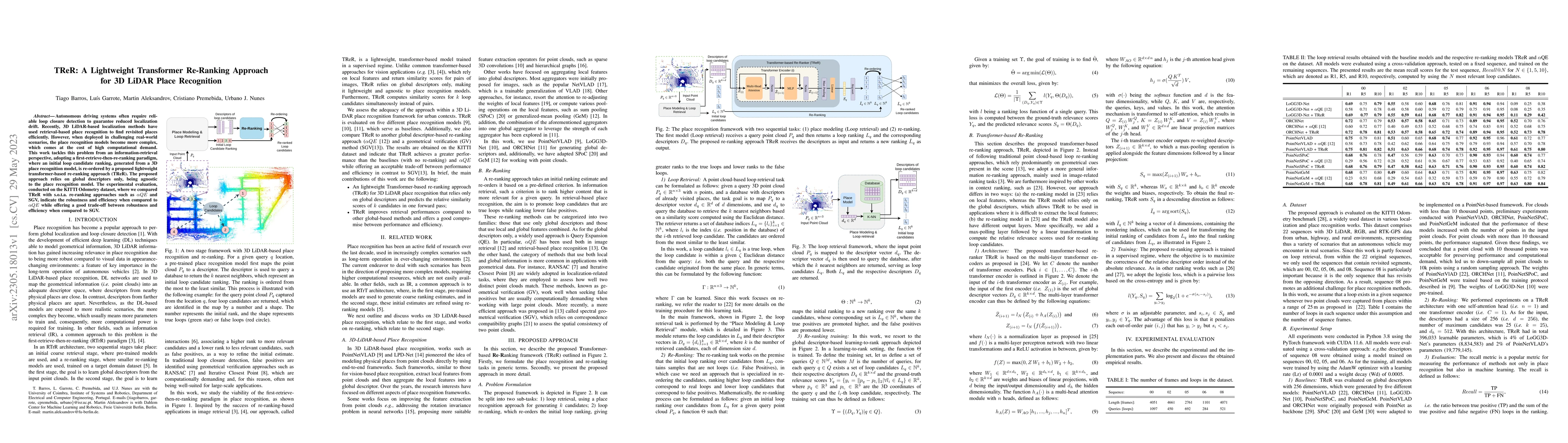 Thumbnail for TReR: A Lightweight Transformer Re-Ranking Approach for 3D LiDAR Place
  Recognition