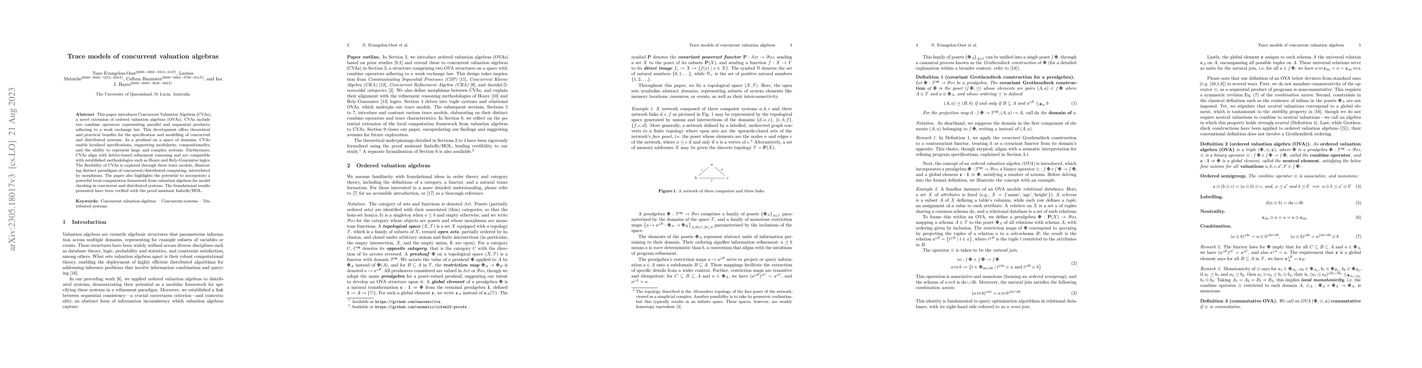 Thumbnail for Trace models of concurrent valuation algebras