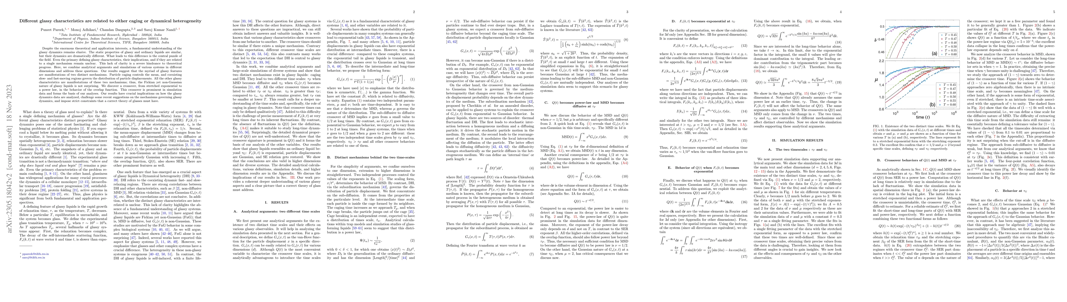 Thumbnail for Different glassy characteristics are related to either caging or
  dynamical heterogeneity