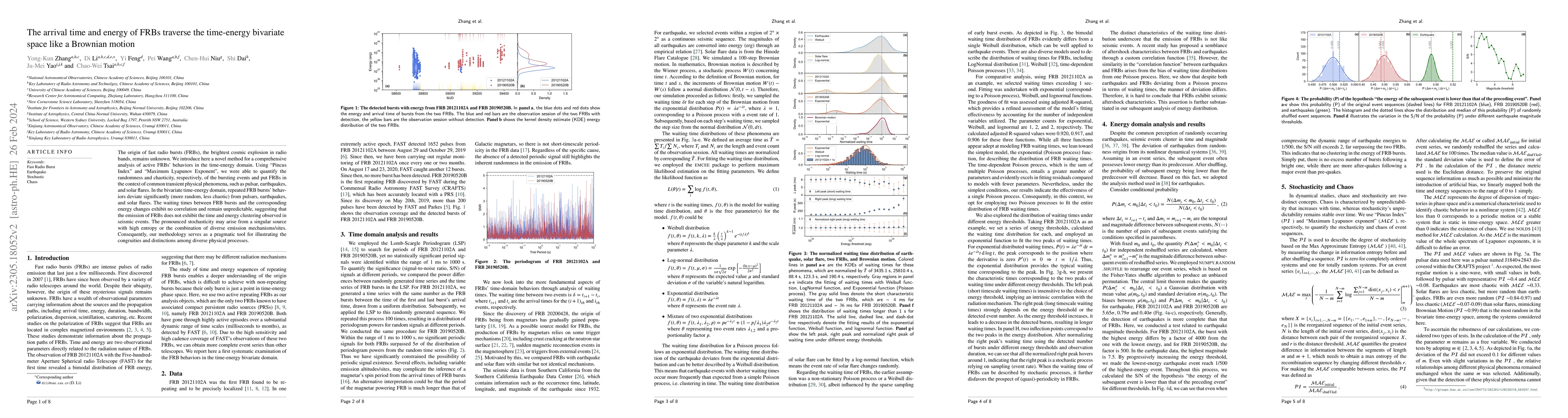 Thumbnail for The arrival time and energy of FRBs traverse the time-energy bivariate
  space like a Brownian motion