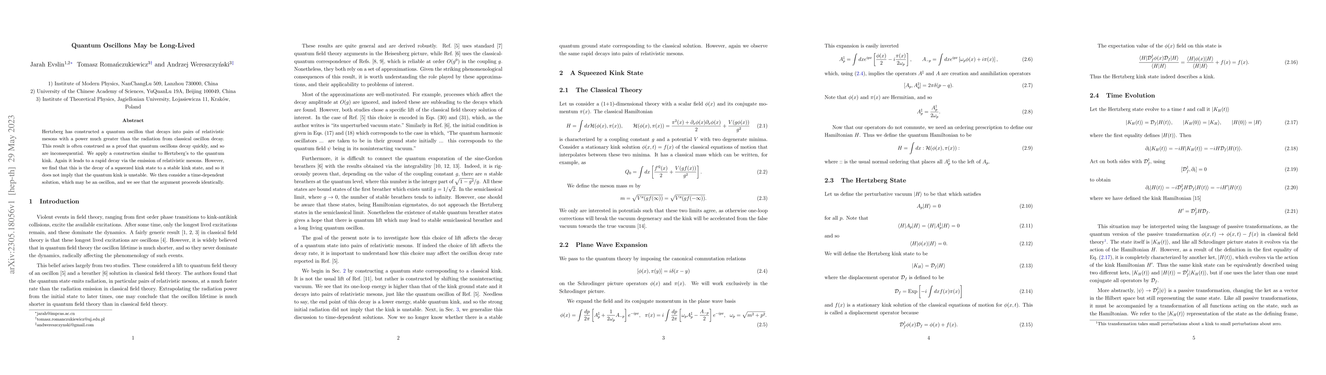 Thumbnail for Quantum Oscillons May be Long-Lived