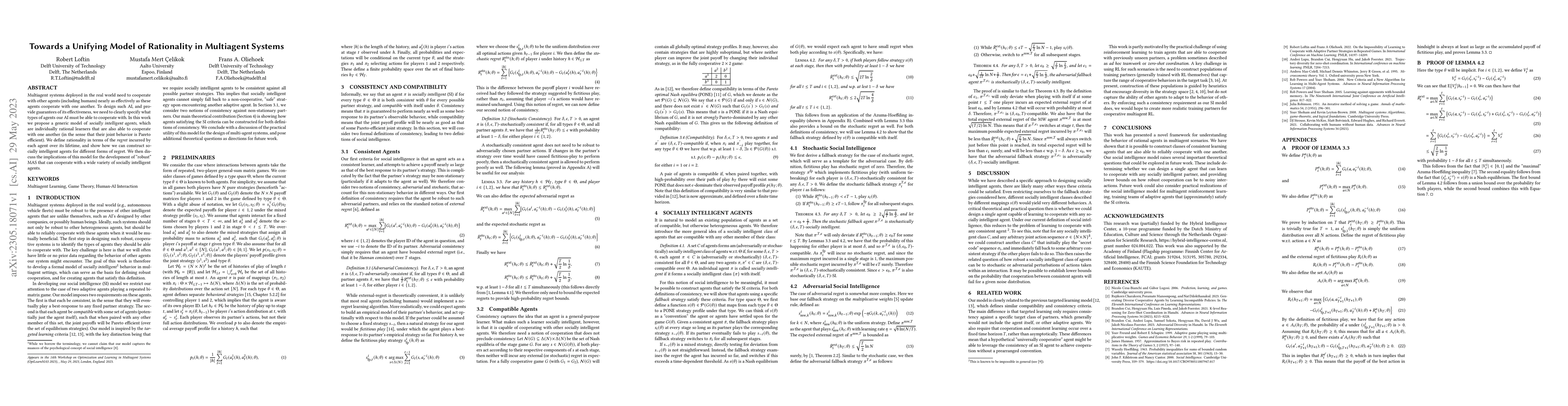 Thumbnail for Towards a Unifying Model of Rationality in Multiagent Systems