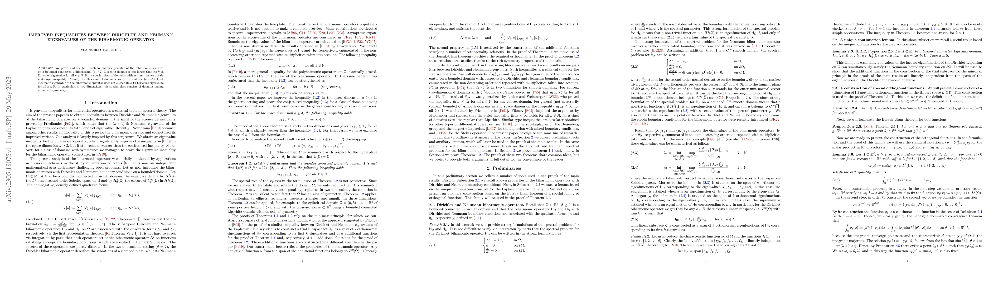 Thumbnail for Improved inequalities between Dirichlet and Neumann eigenvalues of the
  biharmonic operator