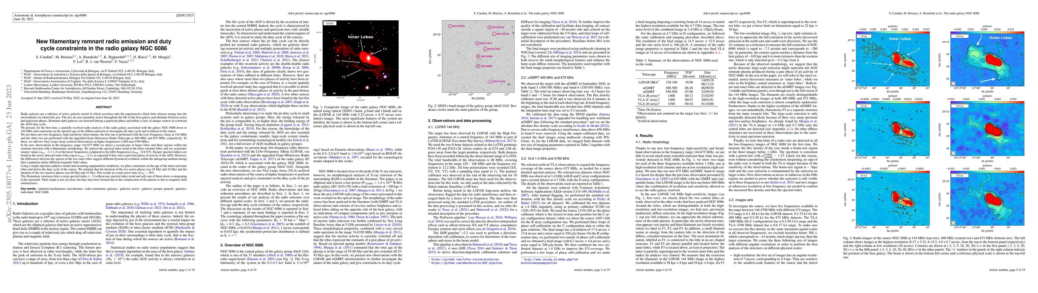 Thumbnail for New filamentary remnant radio emission and duty cycle constraints in the
  radio galaxy NGC 6086