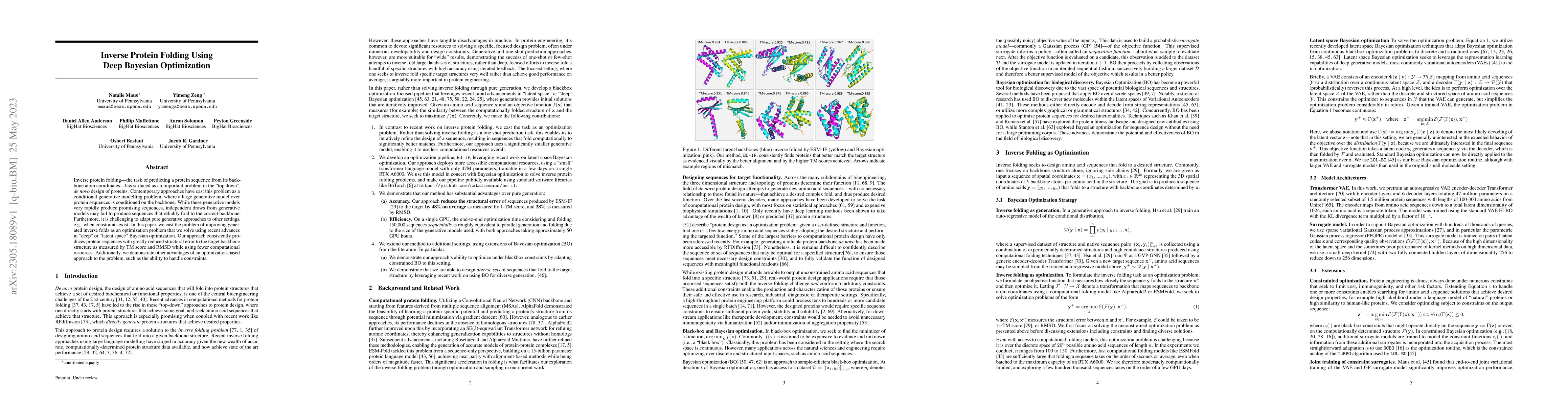 Thumbnail for Inverse Protein Folding Using Deep Bayesian Optimization