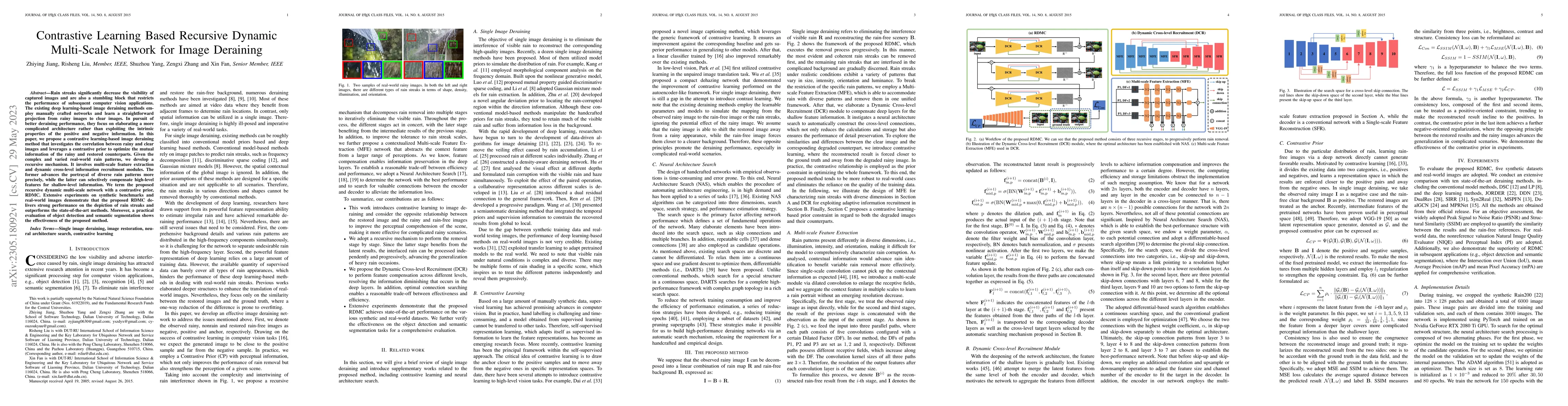 Thumbnail for Contrastive Learning Based Recursive Dynamic Multi-Scale Network for
  Image Deraining