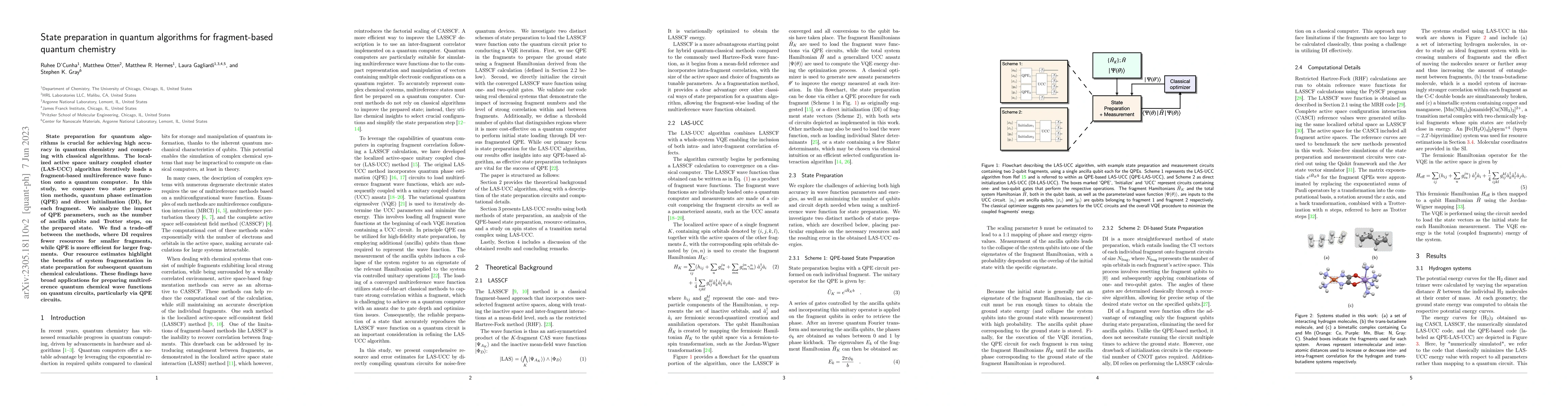 Thumbnail for State preparation in quantum algorithms for fragment-based quantum
  chemistry