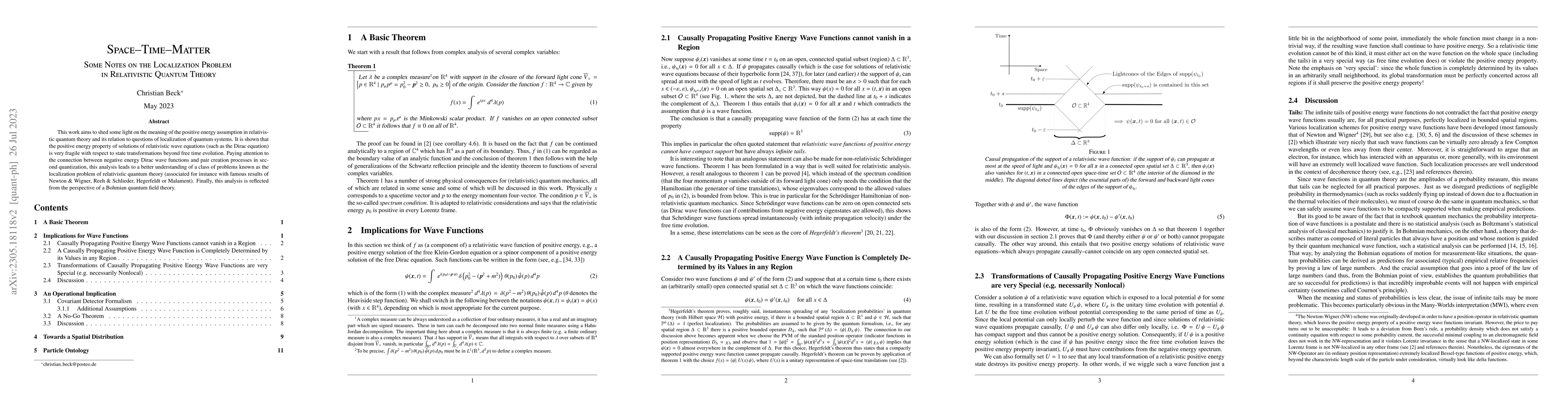 Thumbnail for Space-Time-Matter: Some Notes on the Localization Problem in
  Relativistic Quantum Theory