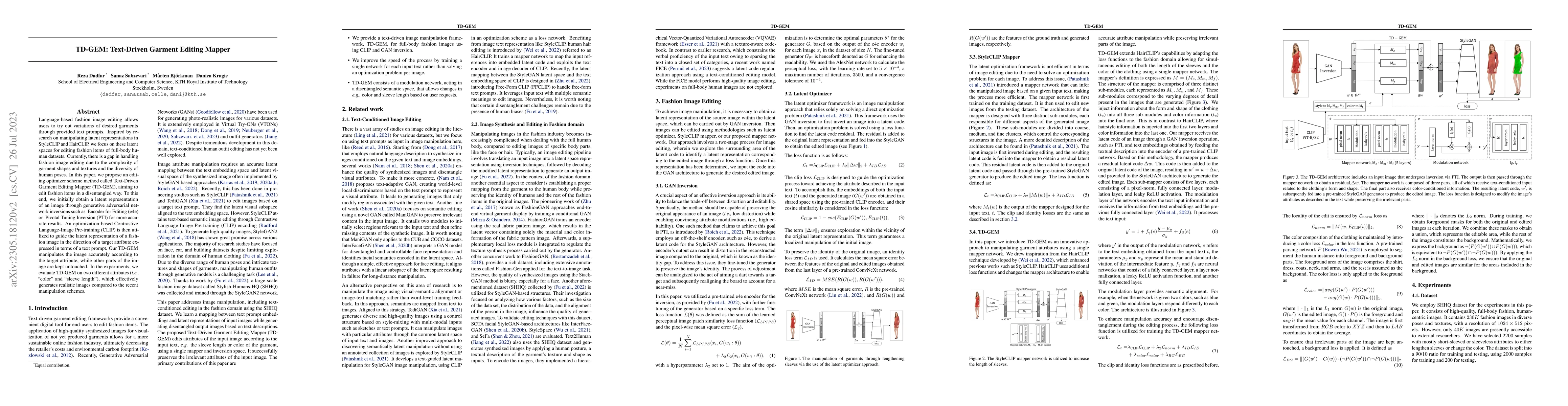 Thumbnail for TD-GEM: Text-Driven Garment Editing Mapper