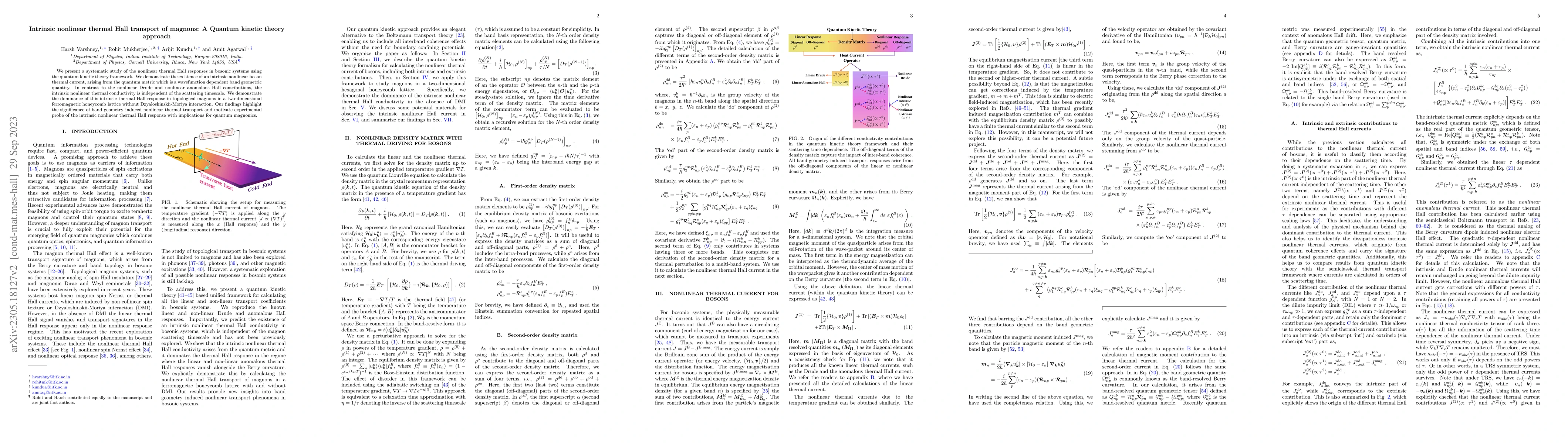Thumbnail for Intrinsic nonlinear thermal Hall transport of magnons: A Quantum kinetic
  theory approach